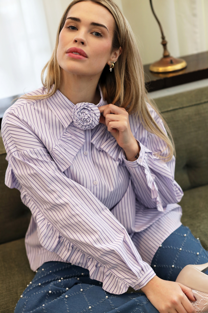 Forudbestilling - Cras - Blooming Shirt - 8071 8071 Purple Stripe