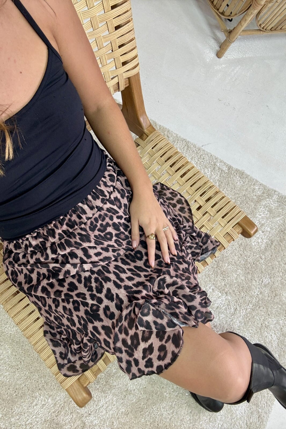 A-bee - Short Leopard Print Skirt 2441-1 - Leo Nederdele 