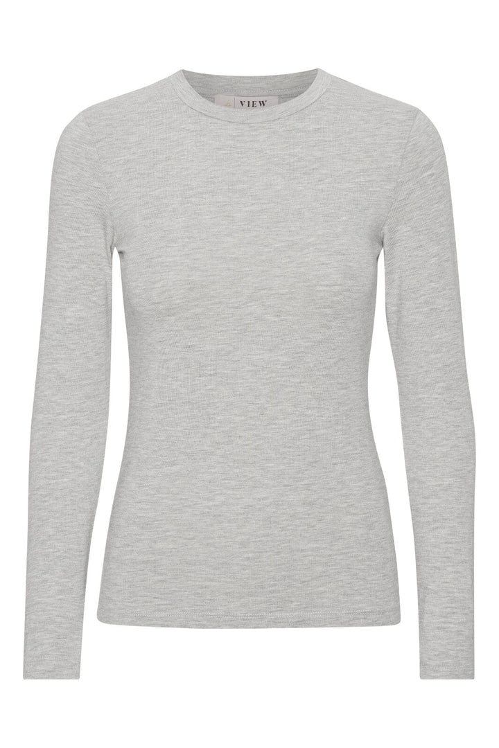 A-VIEW - Stabil Top L/S - 055 Light Grey Melange Bluser 