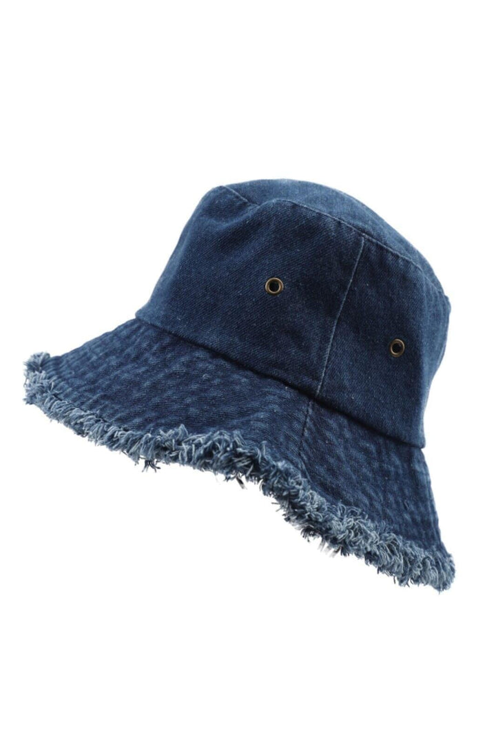 Anobel Copenhagen - Frayed Edge Denim Bucket Hat H-29073. - Denim Hatte 