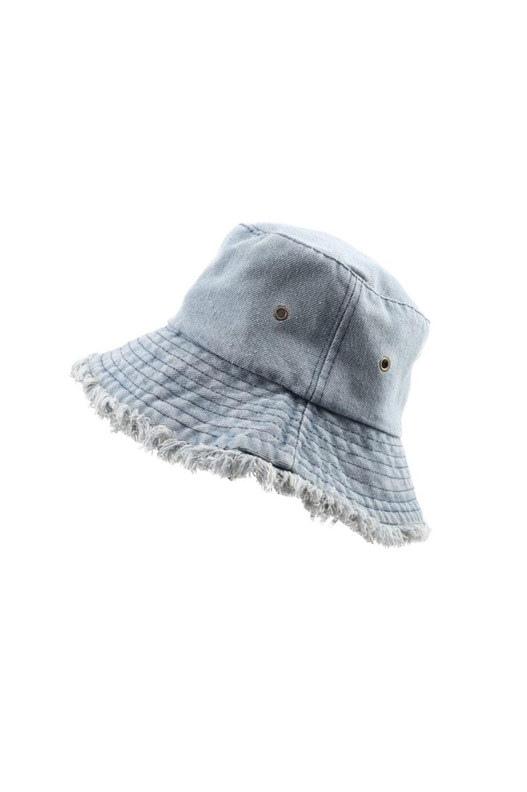 Anobel Copenhagen - Frayed Edge Denim Bucket Hat H-29073. - Light Blue Hatte 