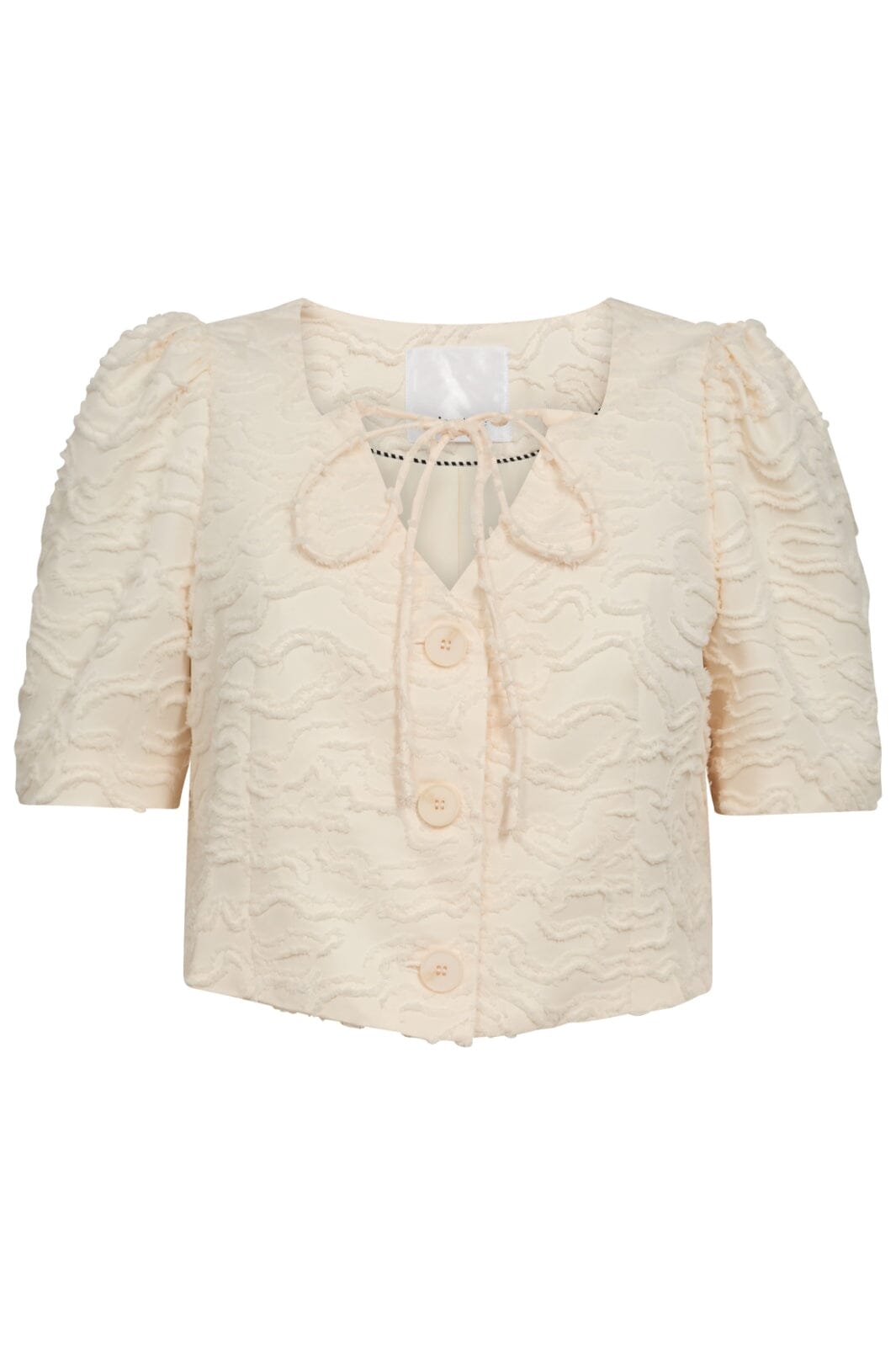 Co´Couture - Rachelcc Crop Tie Ss Shirt 35801 - 199 - Bone