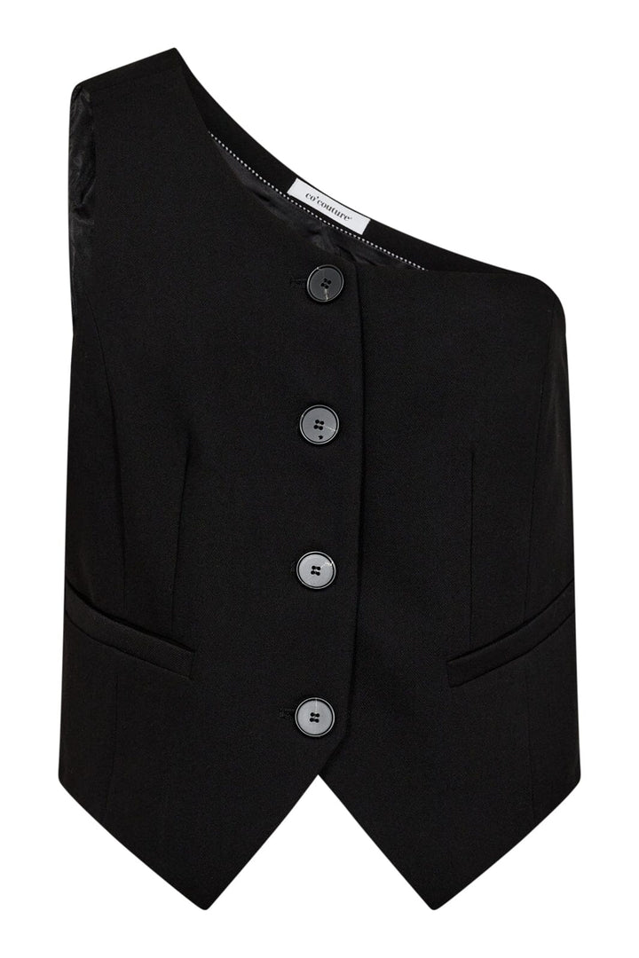 Co´couture - Volacc Asym Tailor Vest - 96 Black Veste 