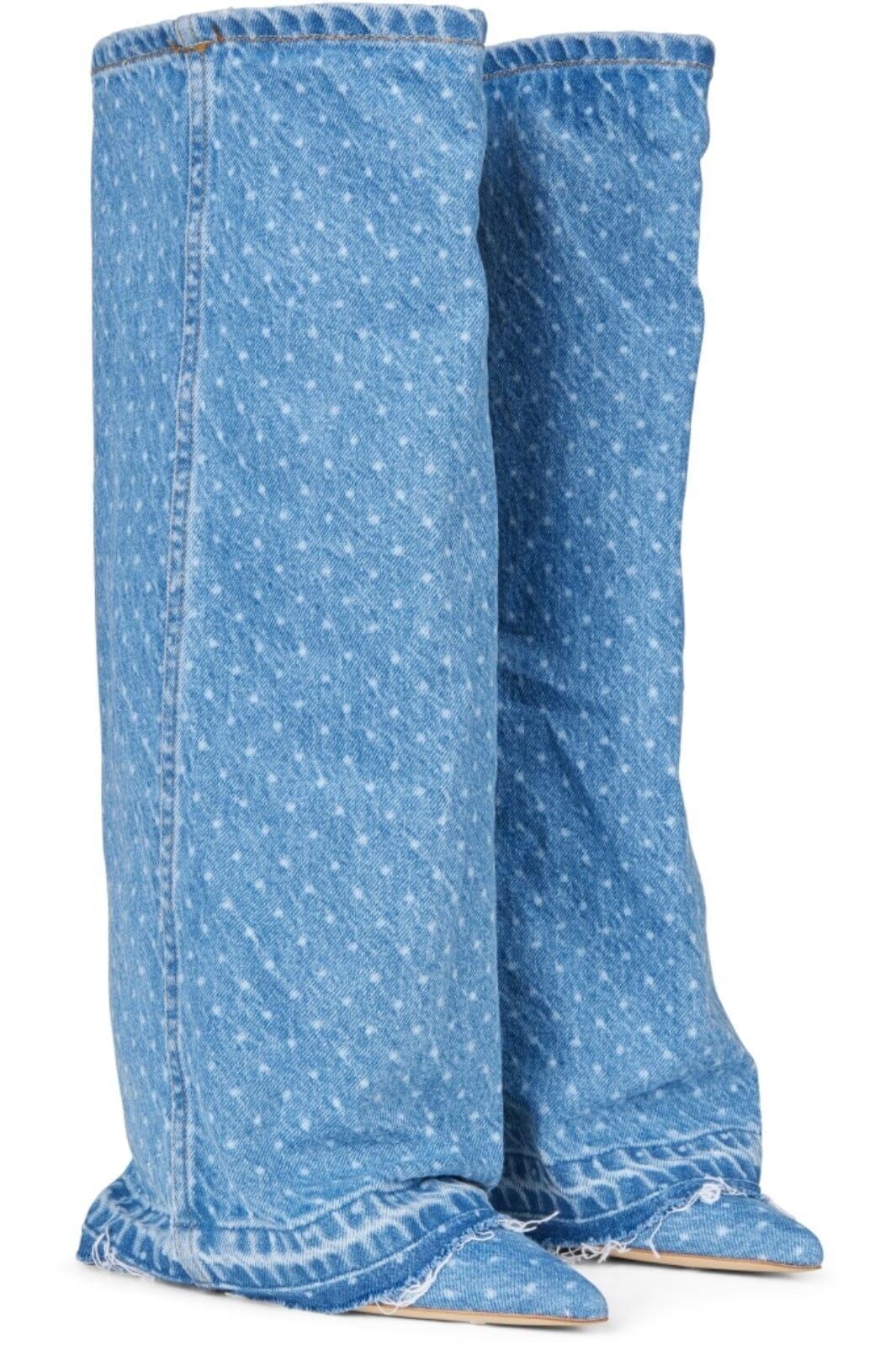 Custommade - Anie Dotted Denim - 414 Dusty Blue Støvler 