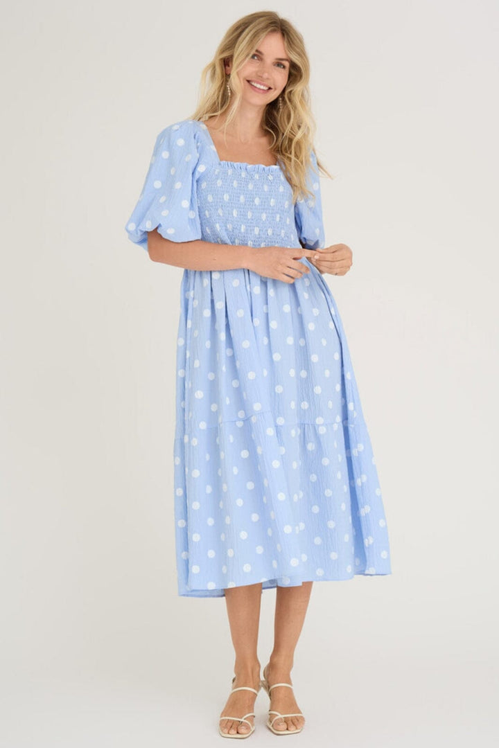 A-View - Cheri Dot Dress - 091 Blue/White