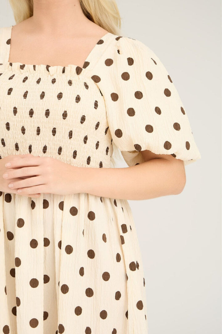 A-View - Cheri Dot Dress - 186 Sand/Brown