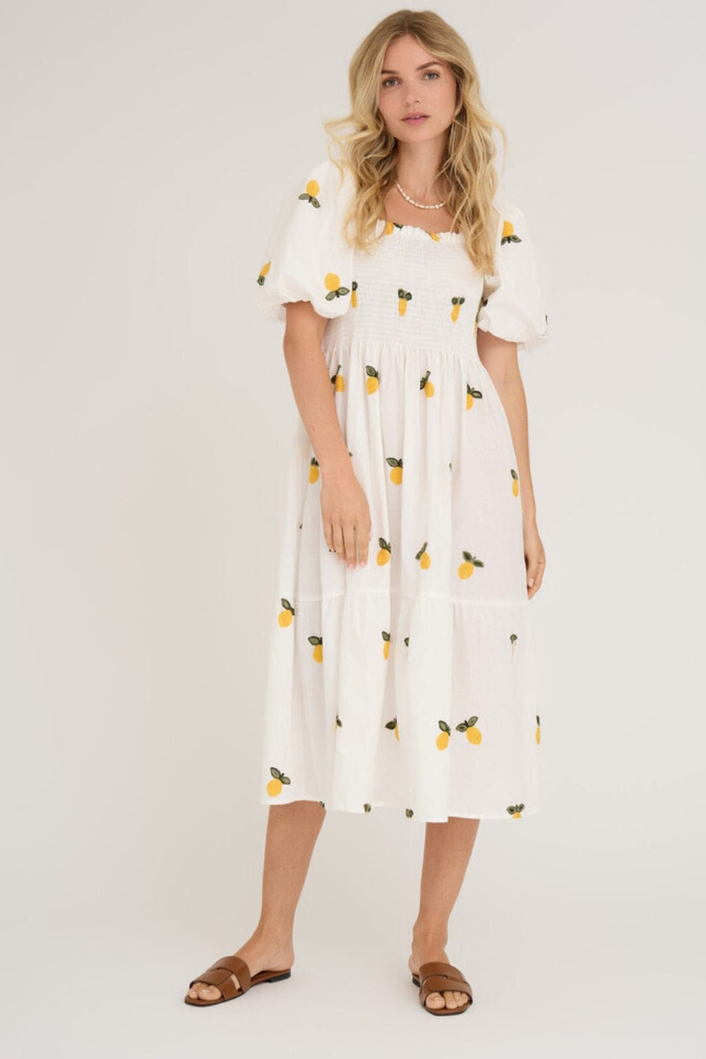 A-View - Cheri Fruit Dress - 200 White/Yellow