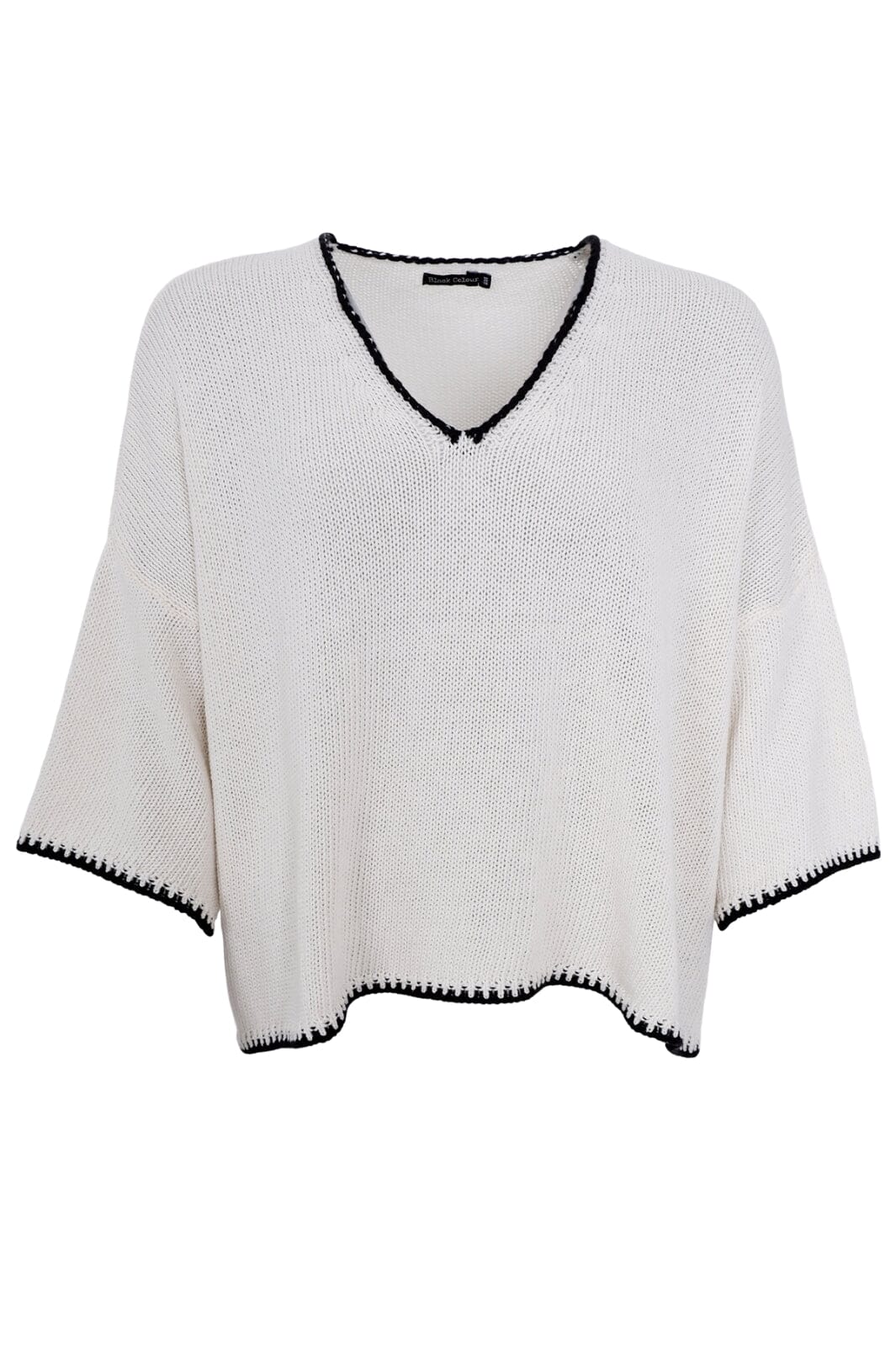 Forudbestilling - Black Colour - Bcjoanna Knit Jumper - Off White Strikbluser 