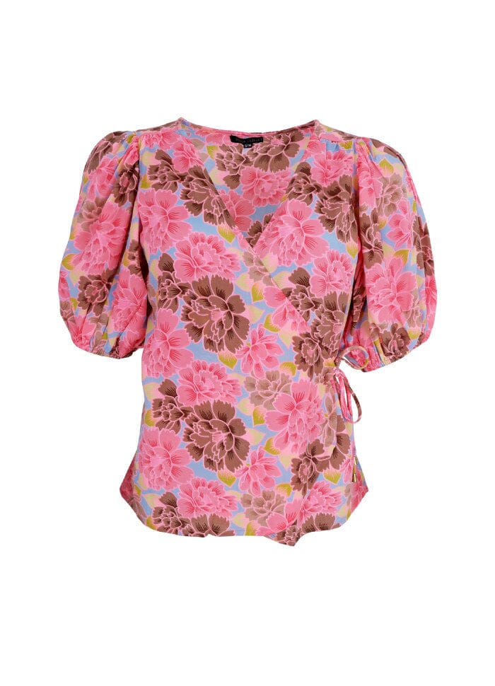 Forudbestilling - Black Colour - Bcluna Puff Sleeve Wrap Blouse - Blossom Candy Bluser 