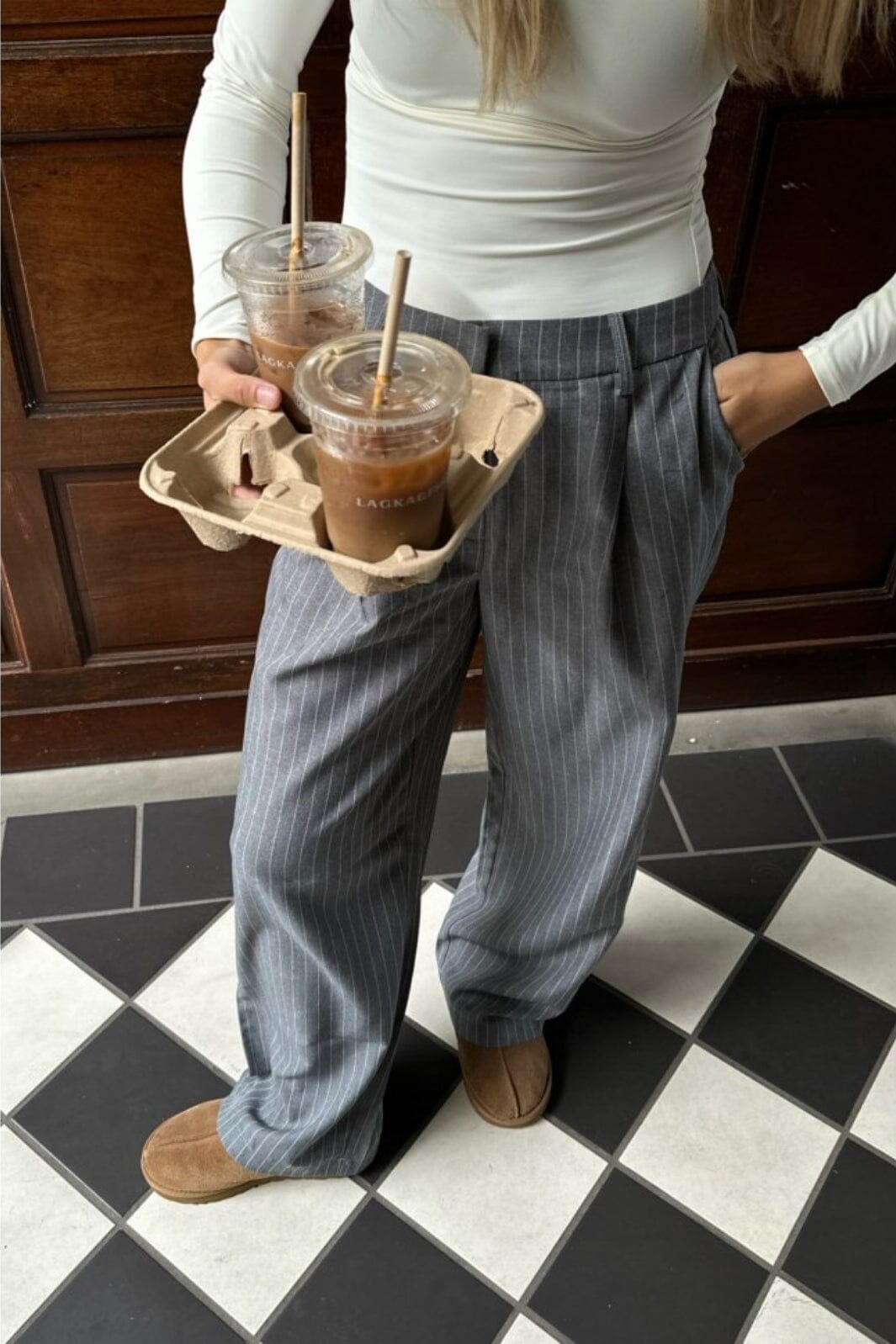 Forudbestilling - BYIC - Celina Pants - Grey Pinstripe Bukser 