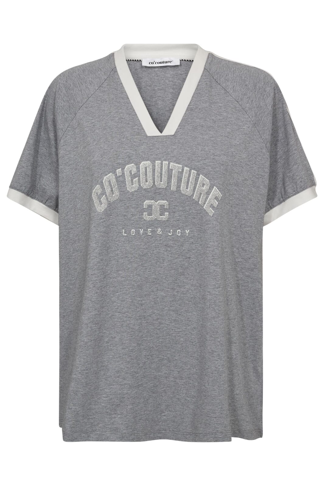 Co´Couture - Siaracc Oversize Sporty V-Tee 33140 - 57011 - Greymelangeoffwhite