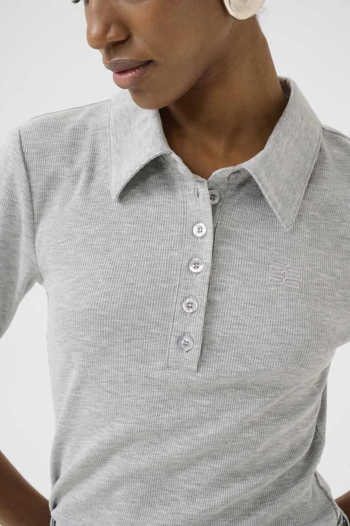 Gestuz - Gzdrew Polo Mel Top 10910685 - 107578 Grey Mélange