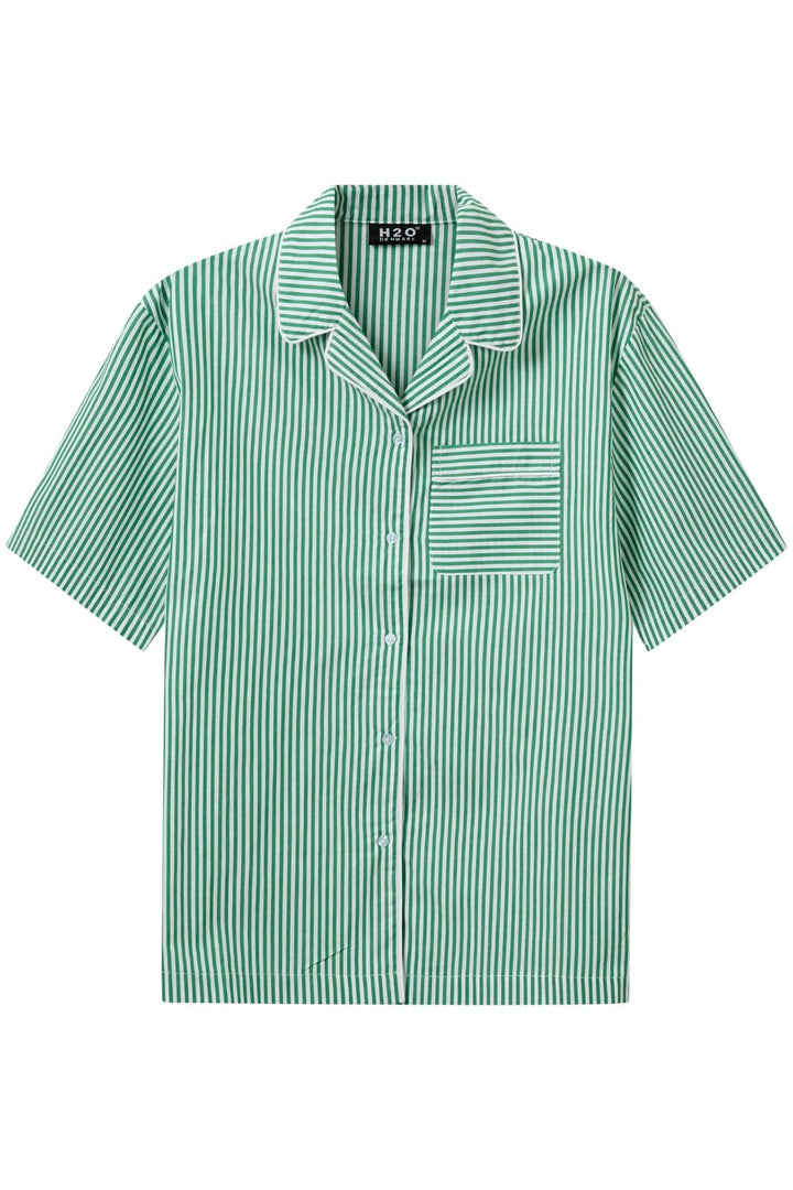 H2O - Rønne Essential Pajamas Shirt 101012 - 7040 - Green/White