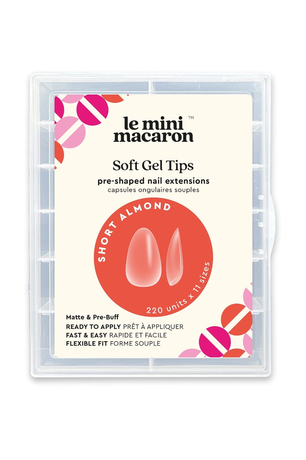 Le Mini Macaron - Le Gel Nail Tips (220 Stk) GNT001 - Short Almond, Matte & Pre Buff Effect