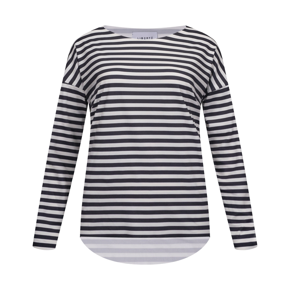 Forudbestilling - Liberte - Alma-Ls-Top - Black Creme Stripe Bluser 