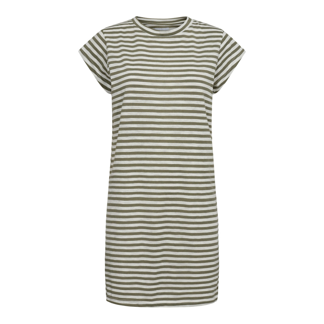 Forudbestilling - Liberte - Ulla-Stripe-Tshirt-Dress - Army White Stripe Kjoler 