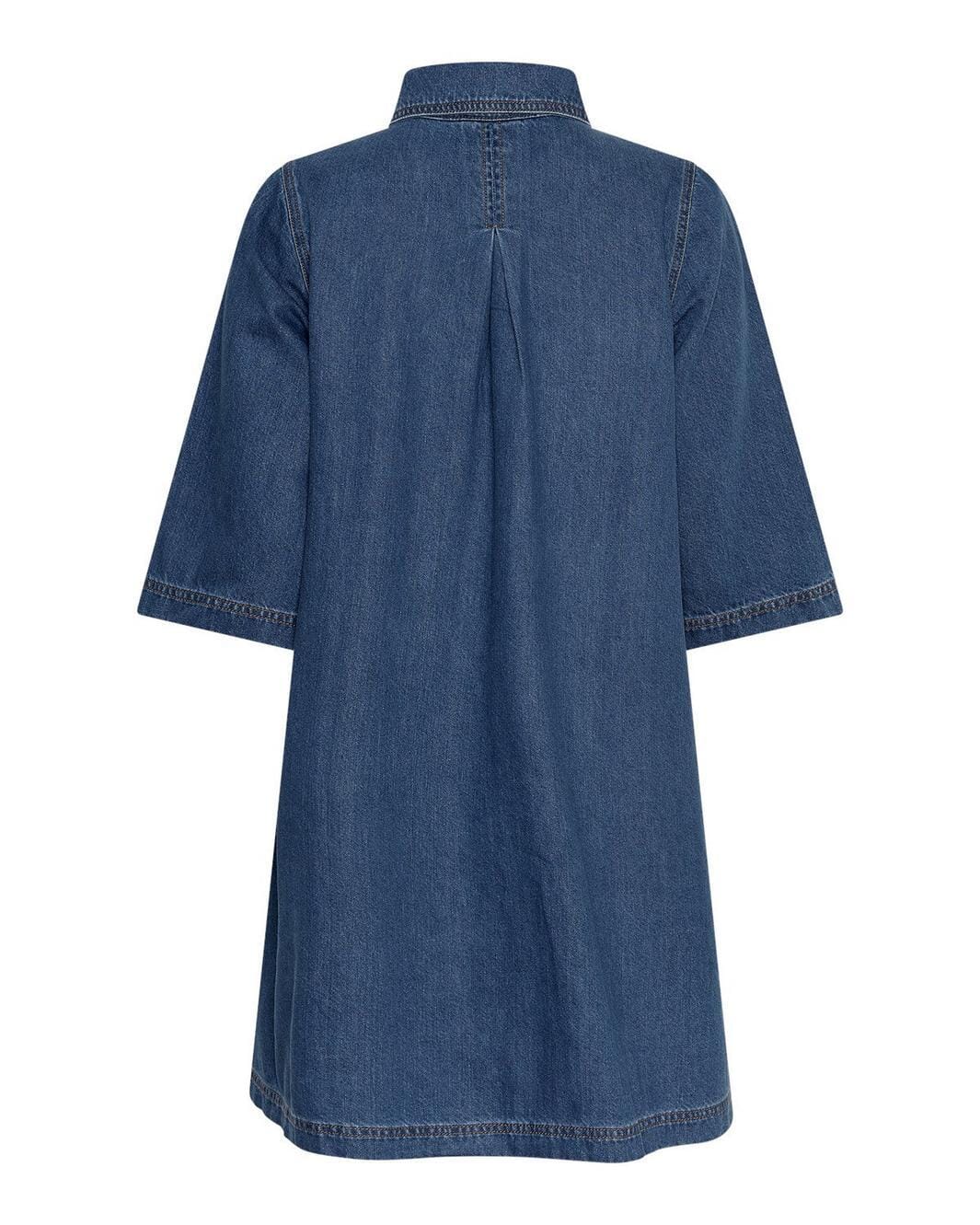 Forudbestilling - Moss Copenhagen - Mschjolene Elena 3/4 Shirt Dress 19358 - Mid Blue Wash Kjoler 