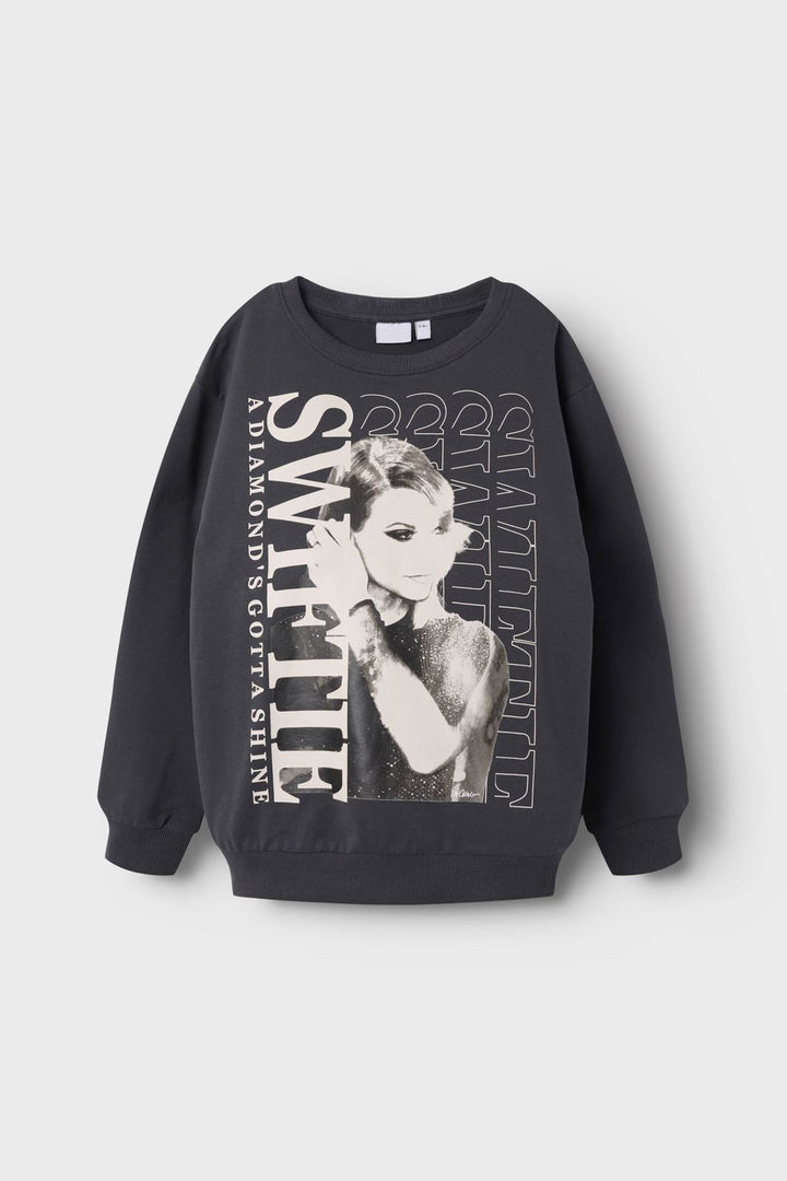 Forudbestilling - Name It - Nkffesi Tswift Nreg Sweat Sky - 4846225 Asphalt