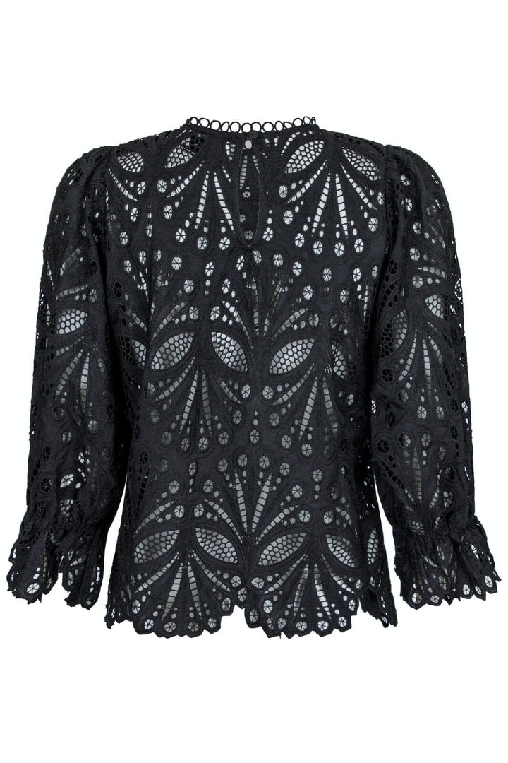 Forudbestilling - Neo Noir - Adela Embroidery Blouse - Black Bluser 