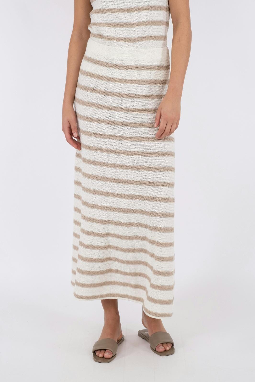 Neo Noir - Etti Boucle Knit Stripe Skirt - Sand