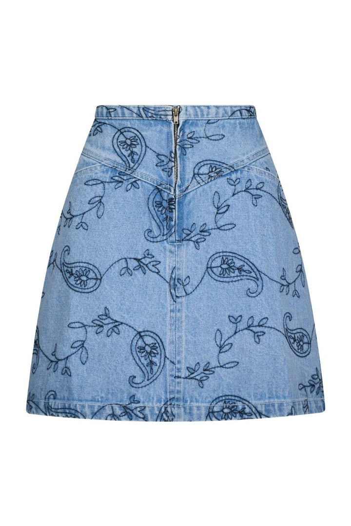 Neo Noir - Gabani Embroidery Denim Skirt 165223 - 140 - Blue