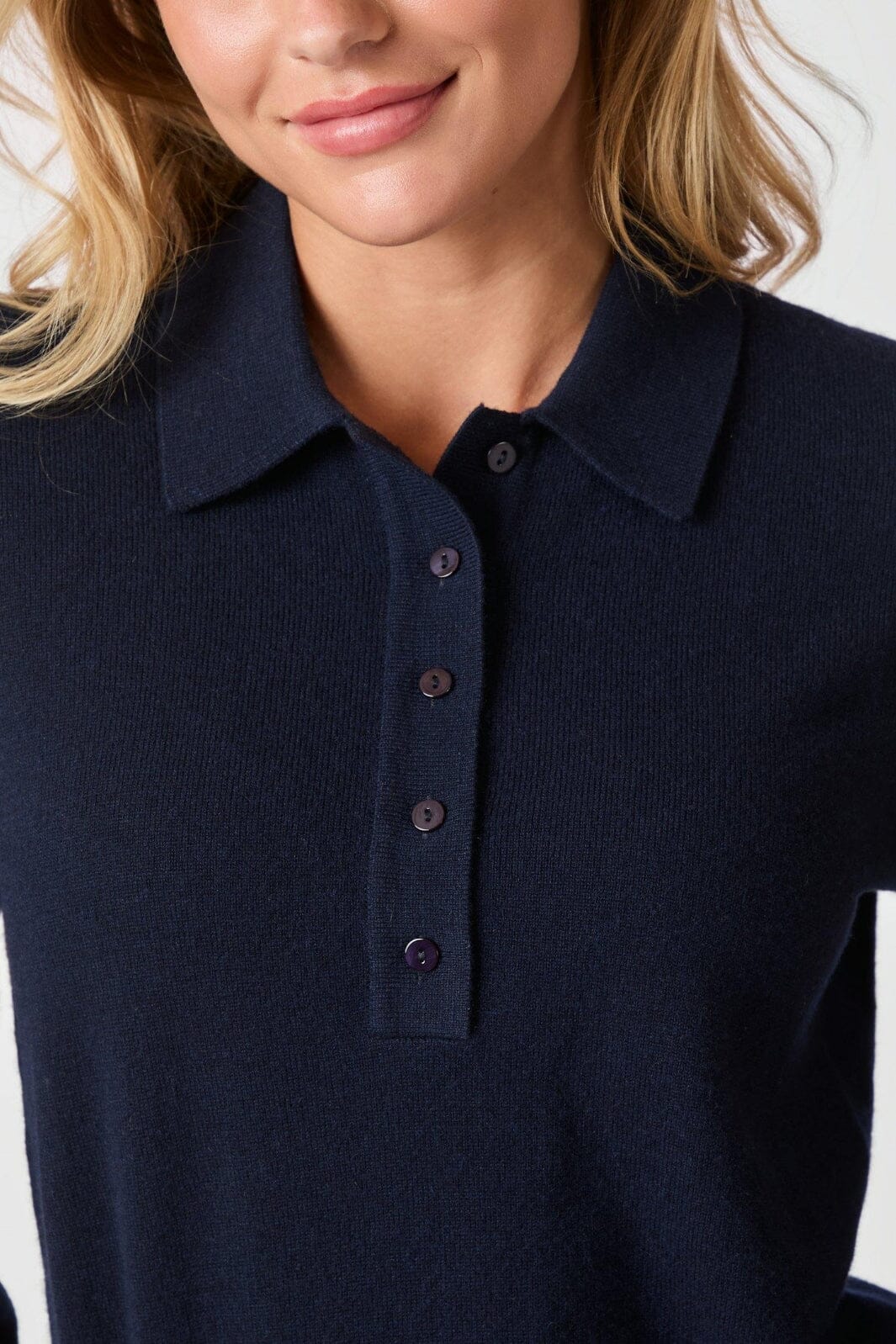 Neo Noir - Genea Knit Polo Blouse 163891 - Navy