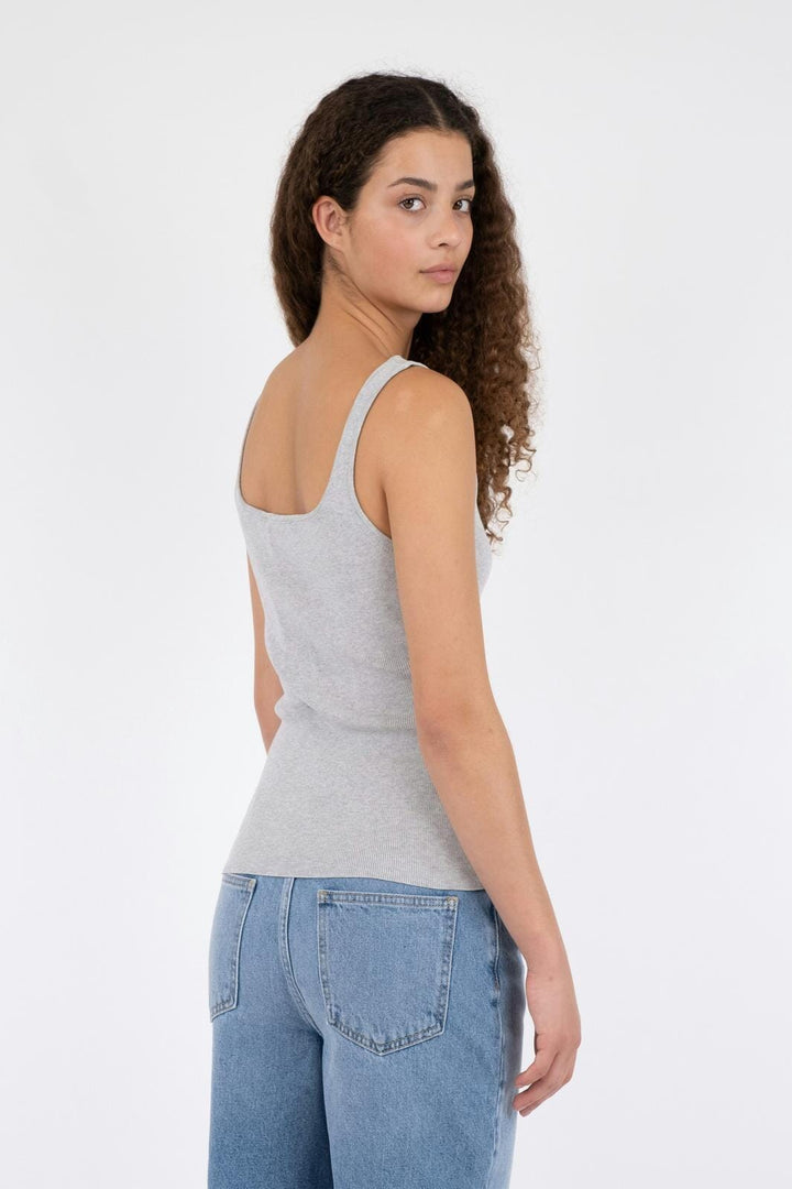 Neo Noir - Hanora Knit Top - Light Grey Melange