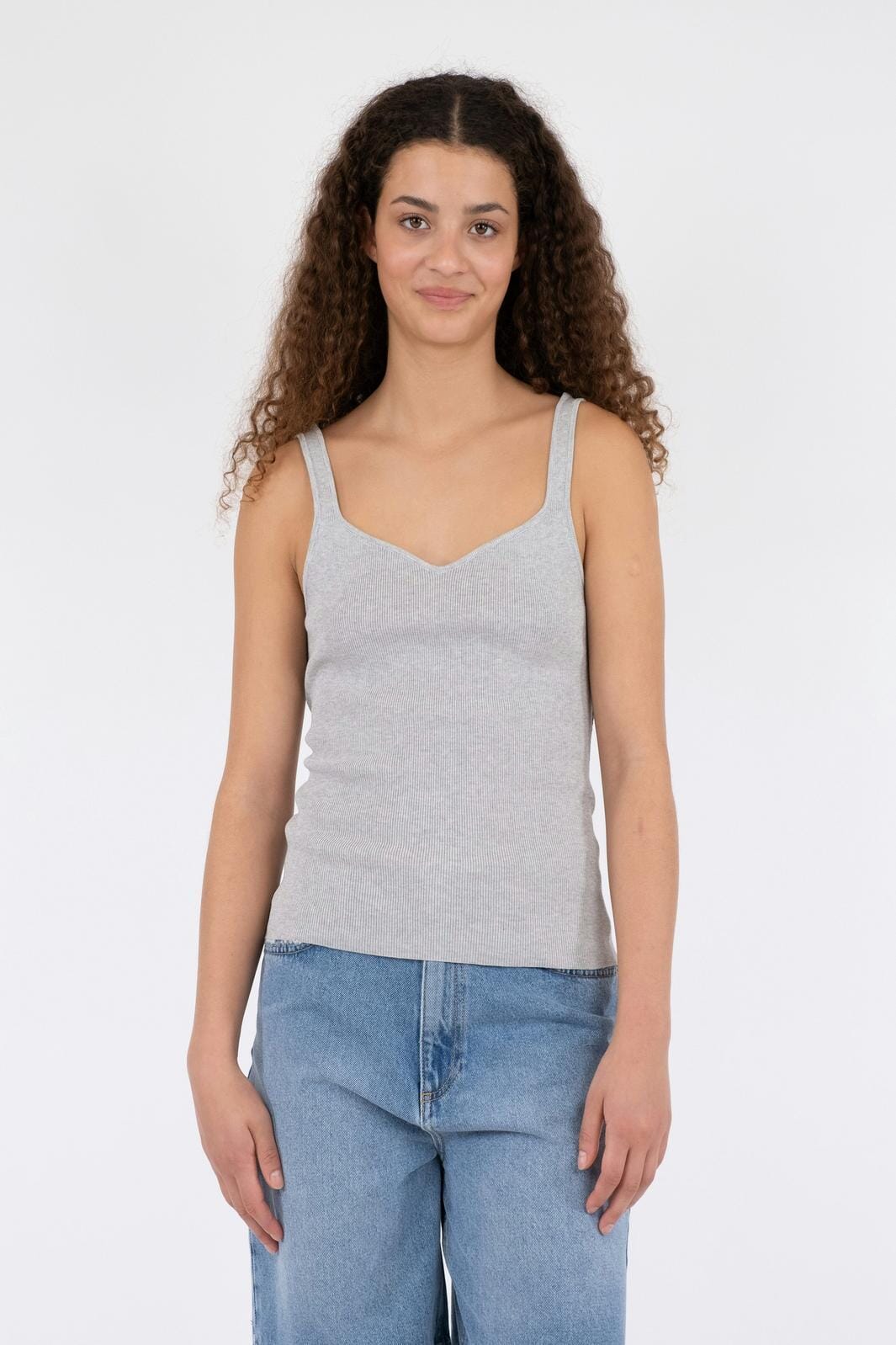 Neo Noir - Hanora Knit Top - Light Grey Melange