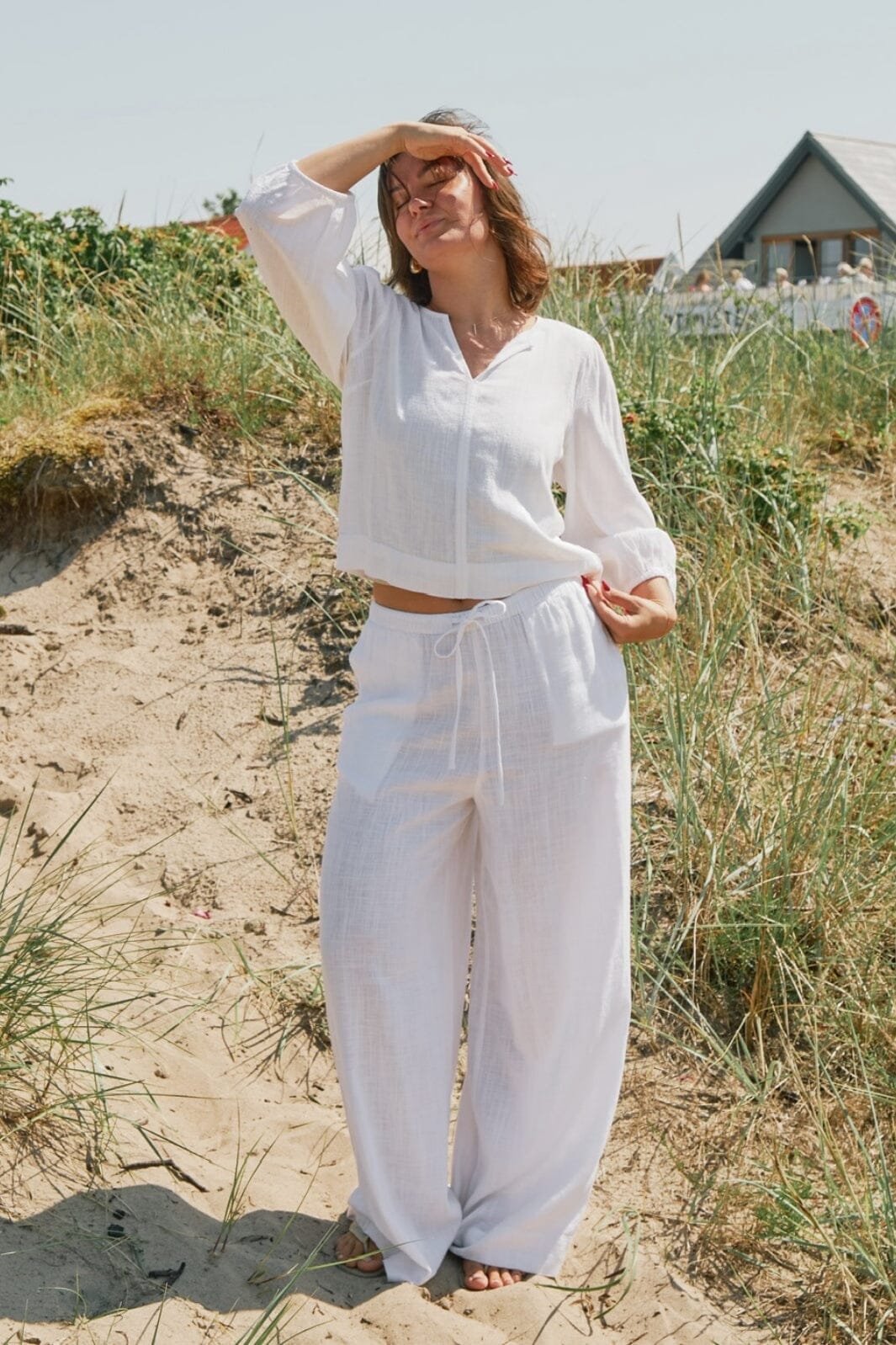 Forudbestilling - Neo Noir - Lissabon Soft Linen Pants - White Bukser 