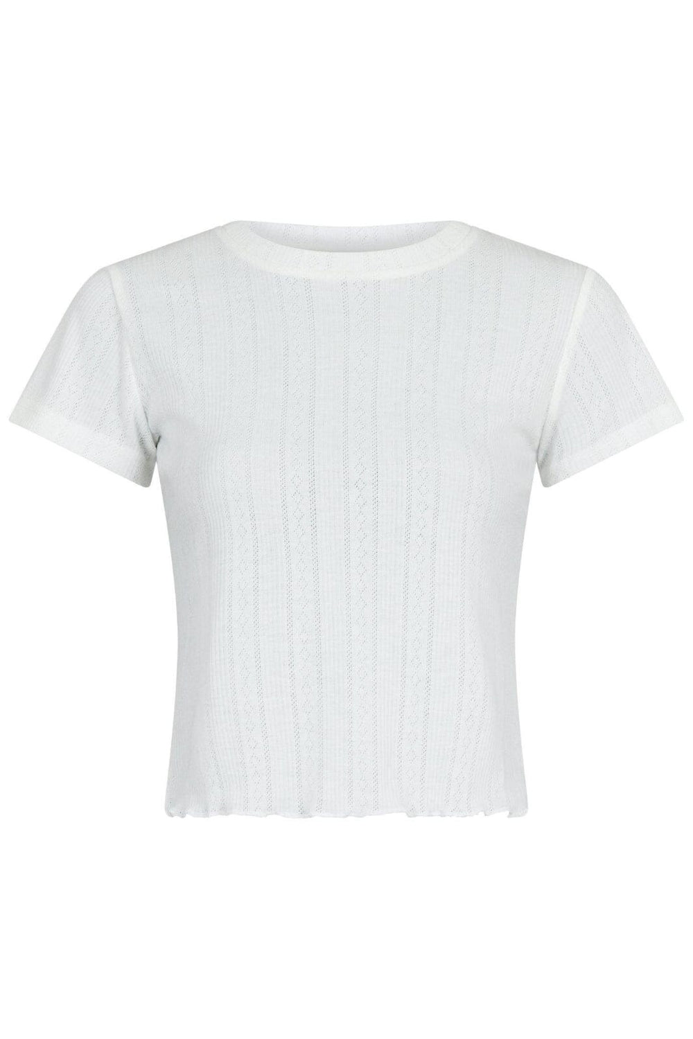 Forudbestilling - Neo Noir - Lonnie Pointelle Top - White Toppe 