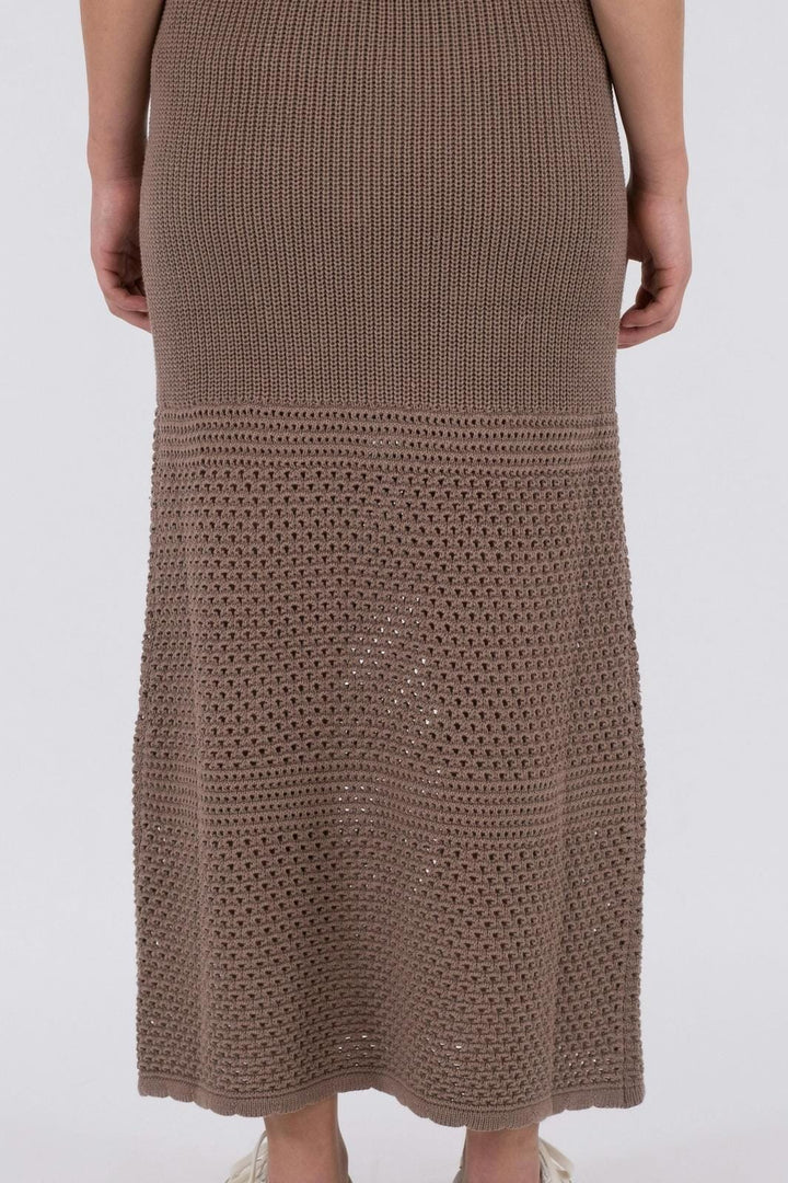 Neo Noir - Lyric Crochet Knit Skirt - Dusty Brown