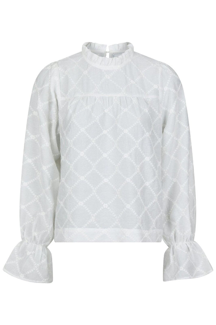 Forudbestilling - Neo Noir - Mamara Square Emb Blouse - White Bluser 