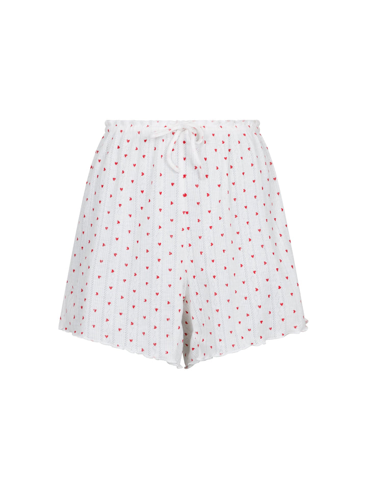 Forudbestilling - Neo Noir - Merritt Pointelle Heart Shorts - White Shorts 