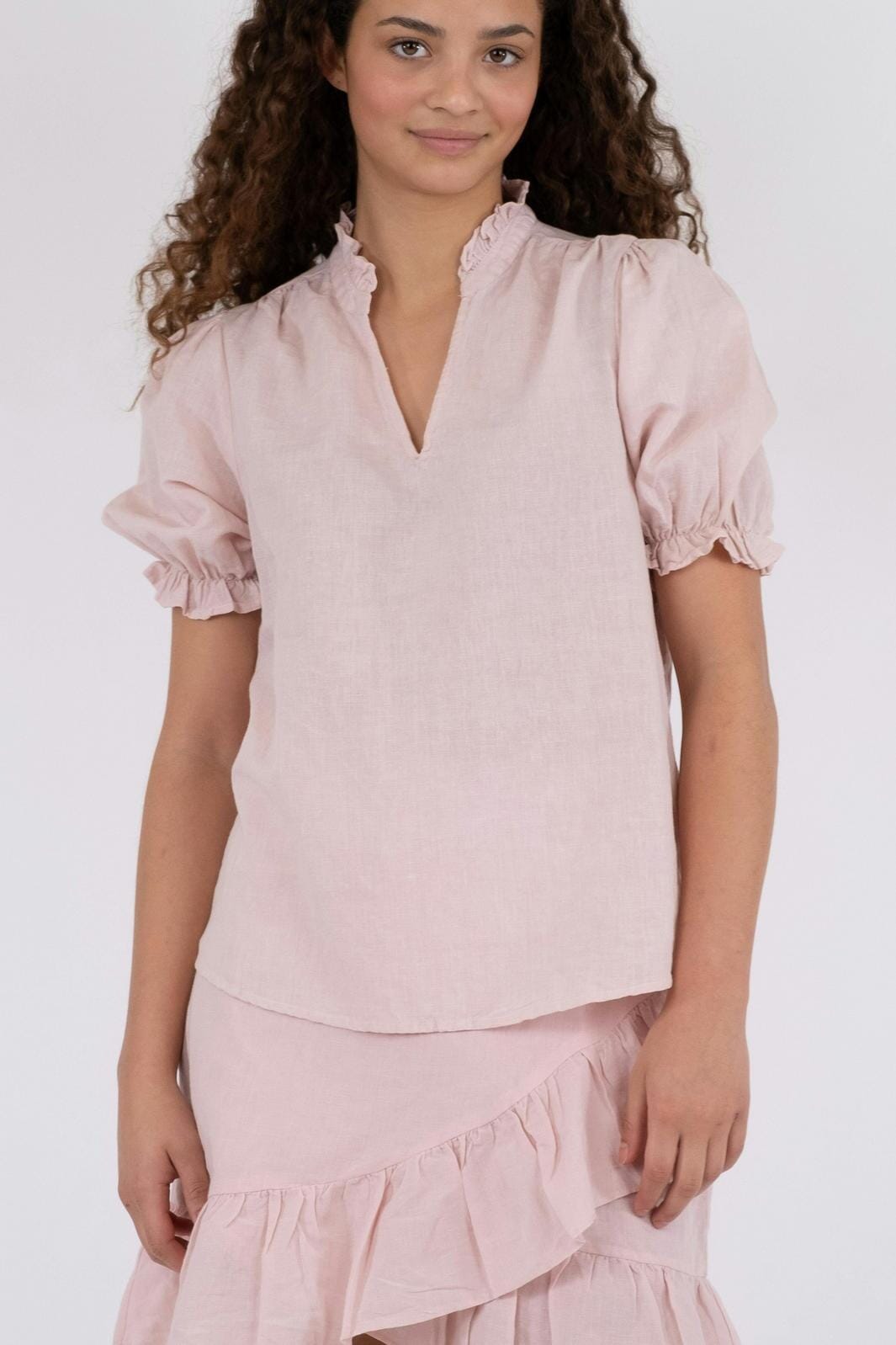 Neo Noir - Odesa Linen Blouse - Rose Smoke