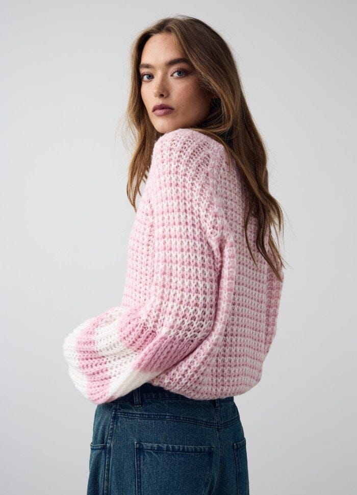 Forudbestilling - Noella - Kimba Knit - 1284 Rose Ivory Mix Strikbluser 