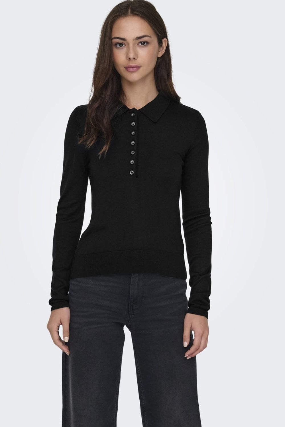 Only - Onlcathrine Ls Polo Neck Knt 15347184 - 4752975 - Black