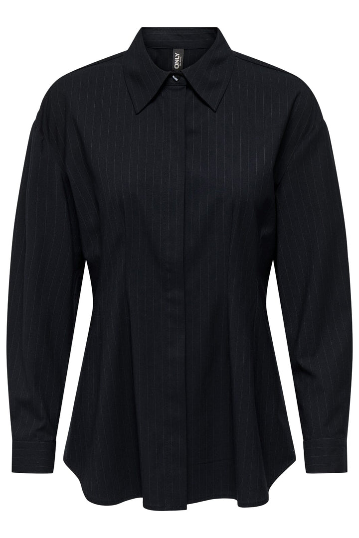 Only - Onleda L/S Fitted Shirt 15344223 - 4707903 - Black White Pinstripes