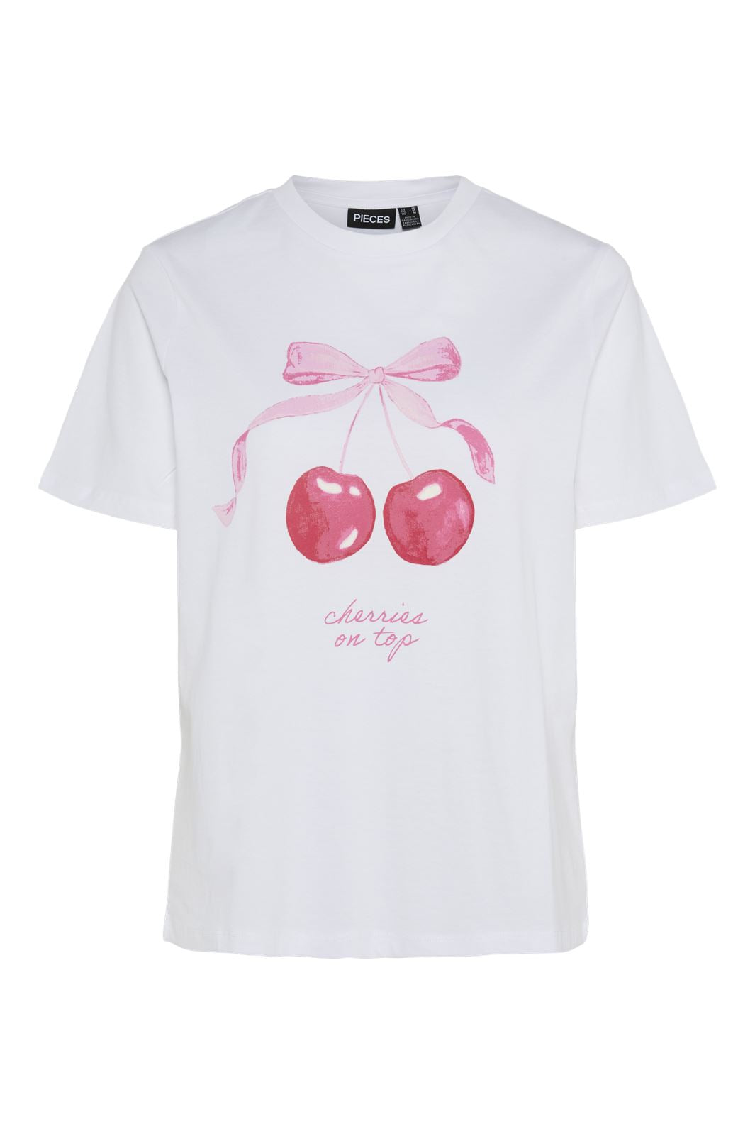 Pieces - Pcscarlett Ss Printed T-Shirt - 4674968 Bright White Cherry On Top