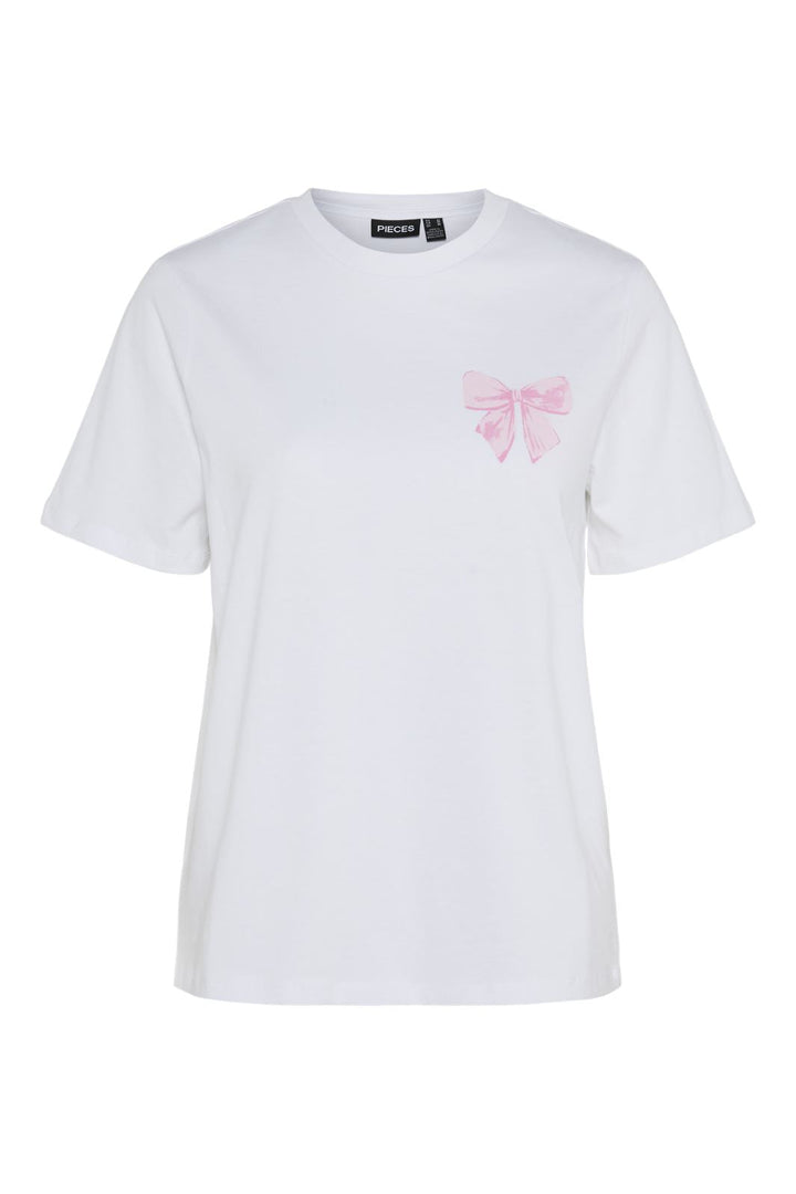 Pieces - Pcscarlett Ss Printed T-Shirt - 4674969 Bright White Small Bow