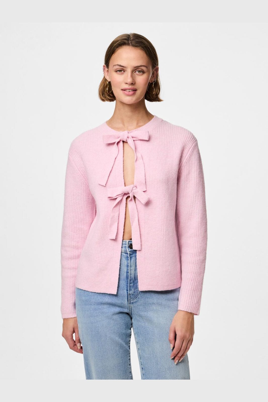 Pieces - Pcsilly Ls Rev Tie Knit - 4798139 Roseate Spoonbill Melange