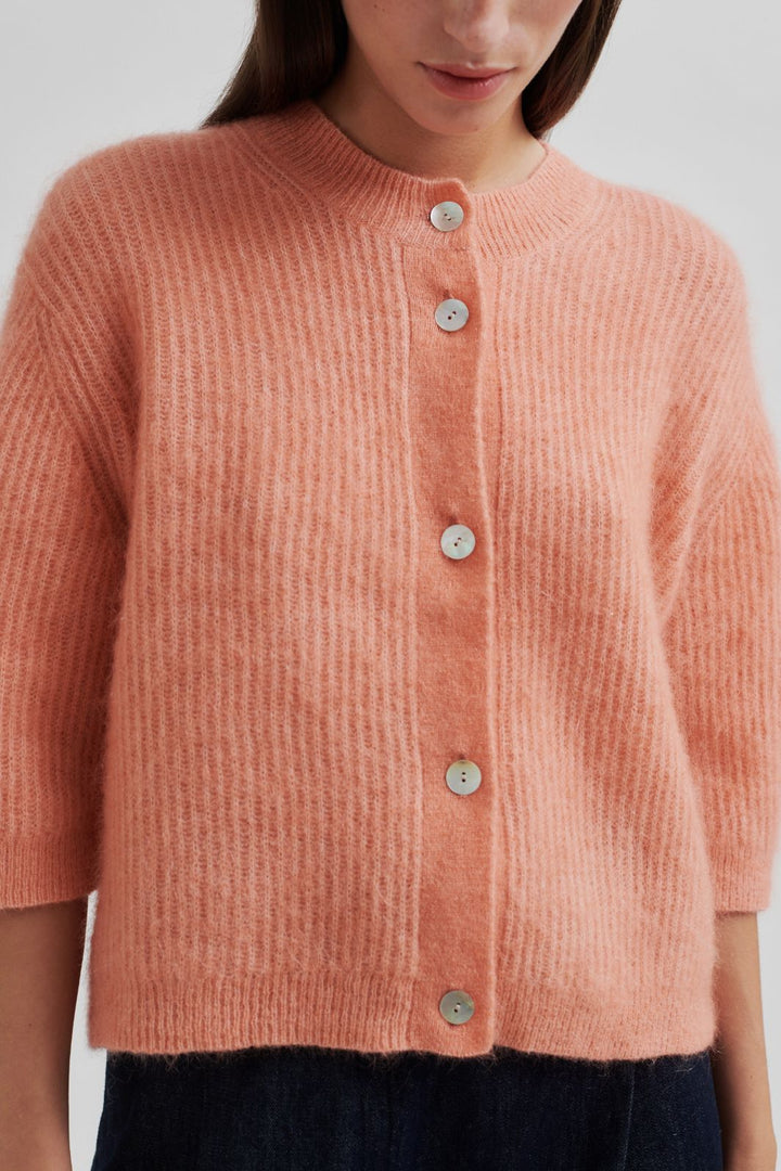 Forudbestilling - Second Female - Andrea Knit Rib Cardigan 58367 - Coral Haze 