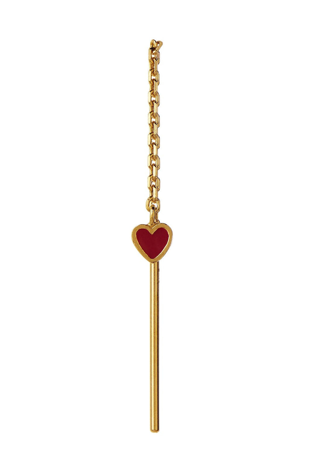 Stine A - Dangling Love Heart Burgundy Enamel Earring - Single - 1364-02-Burgundy