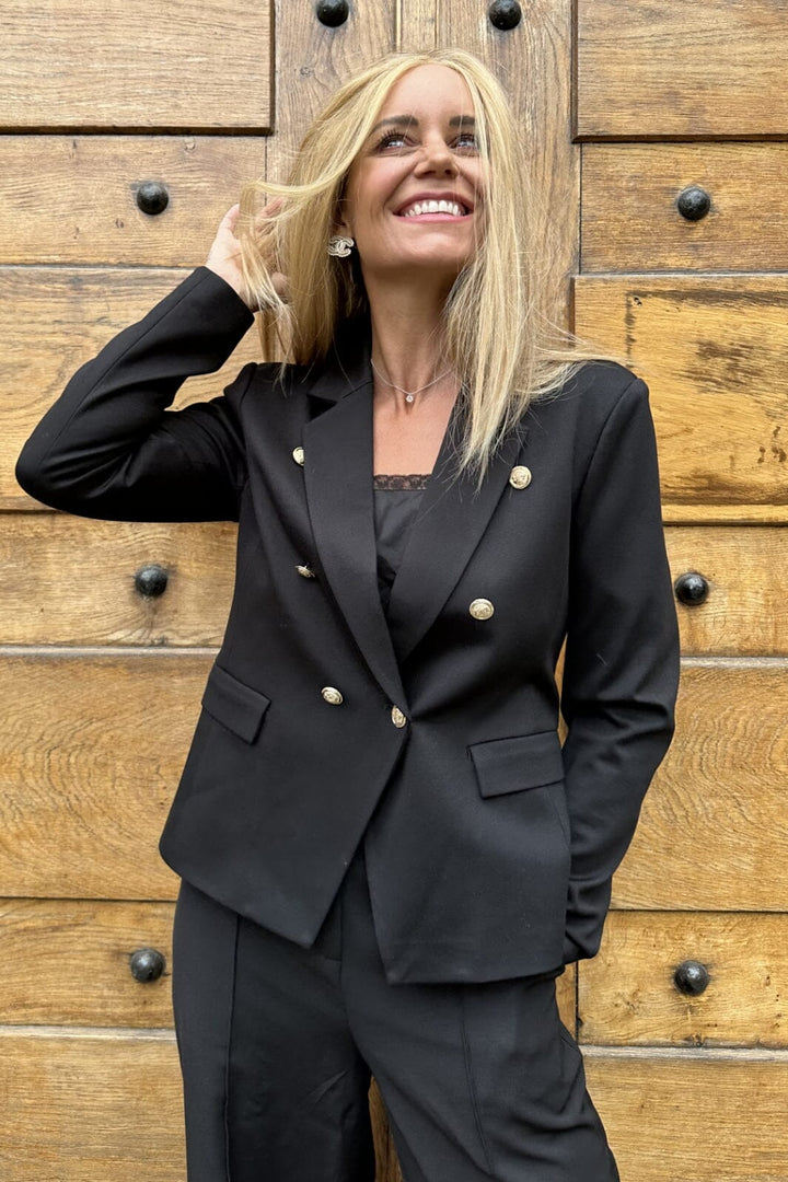 Forudbestilling - Valentin Studio - Gold Button Blazer - Black Blazere 