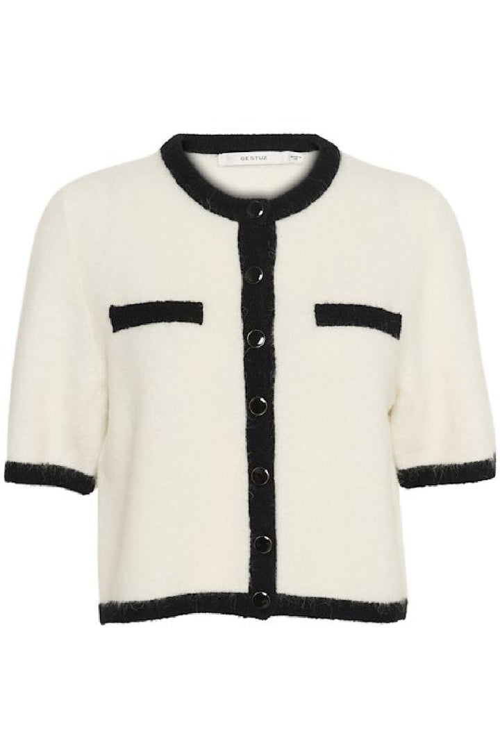 Gestuz - Gzalpha Contrast Cardigan - 107835 Ivory/Black Comb