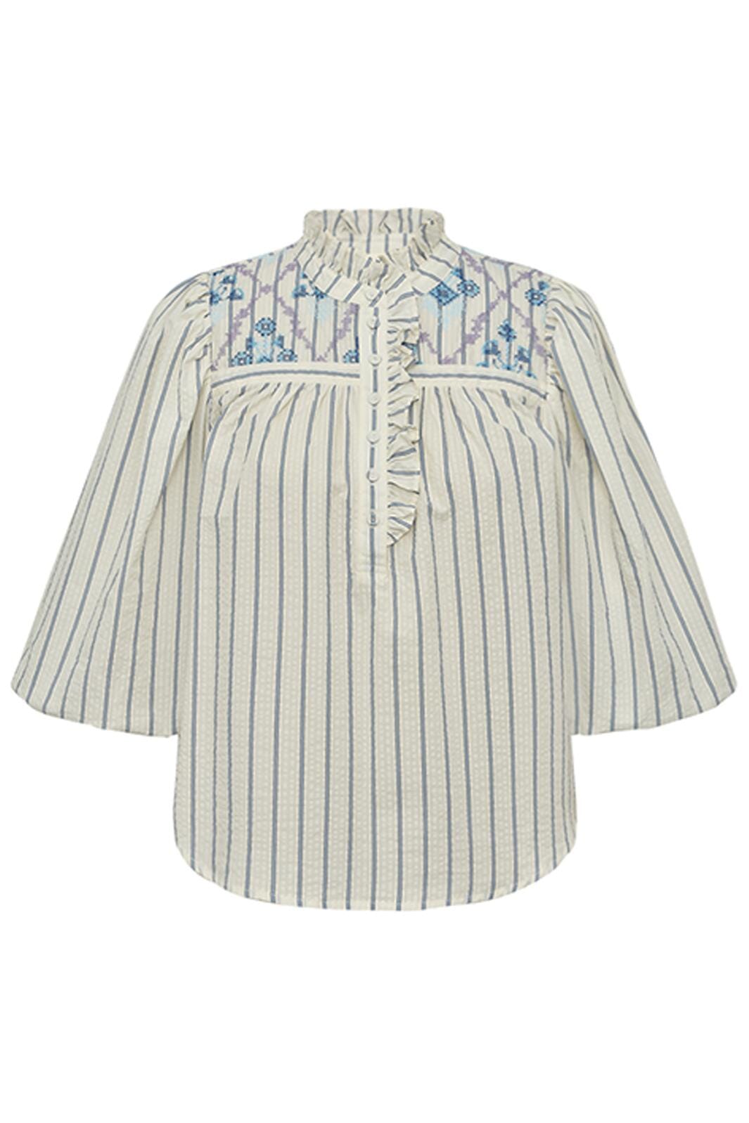 Gossia - Syrenago Jo Blouse G2388 - Creme Blue Stripes