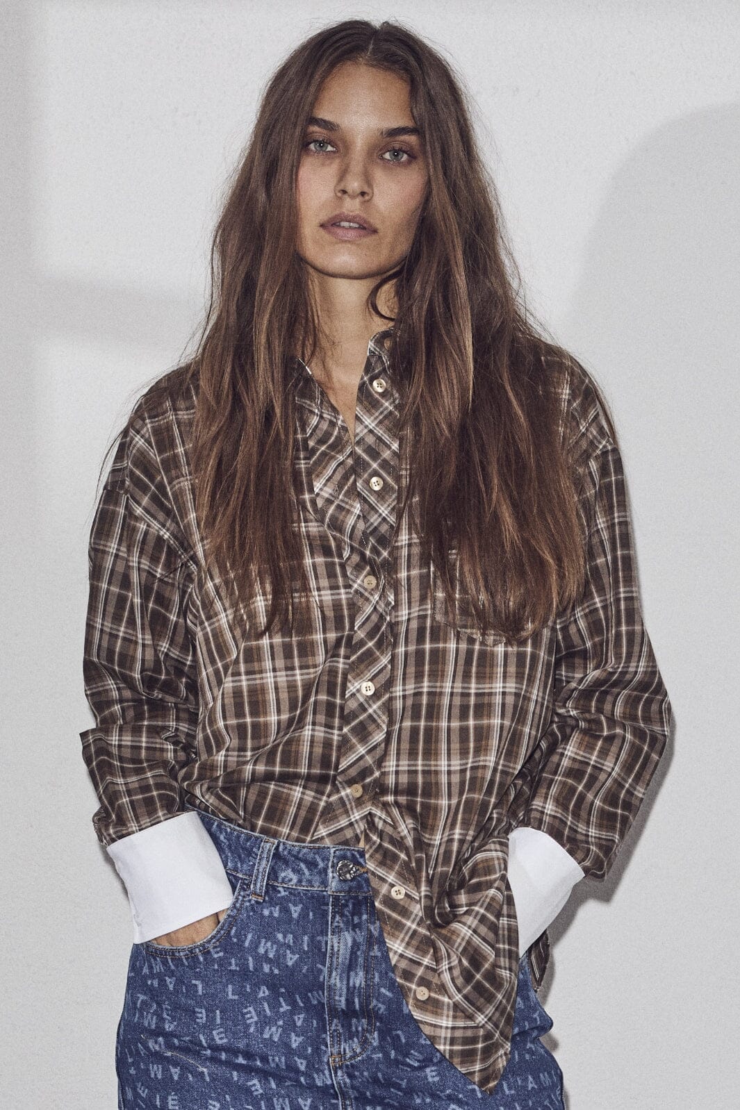 Haute L'Amitié - Loose Check Shirt HL10037 - Mocca