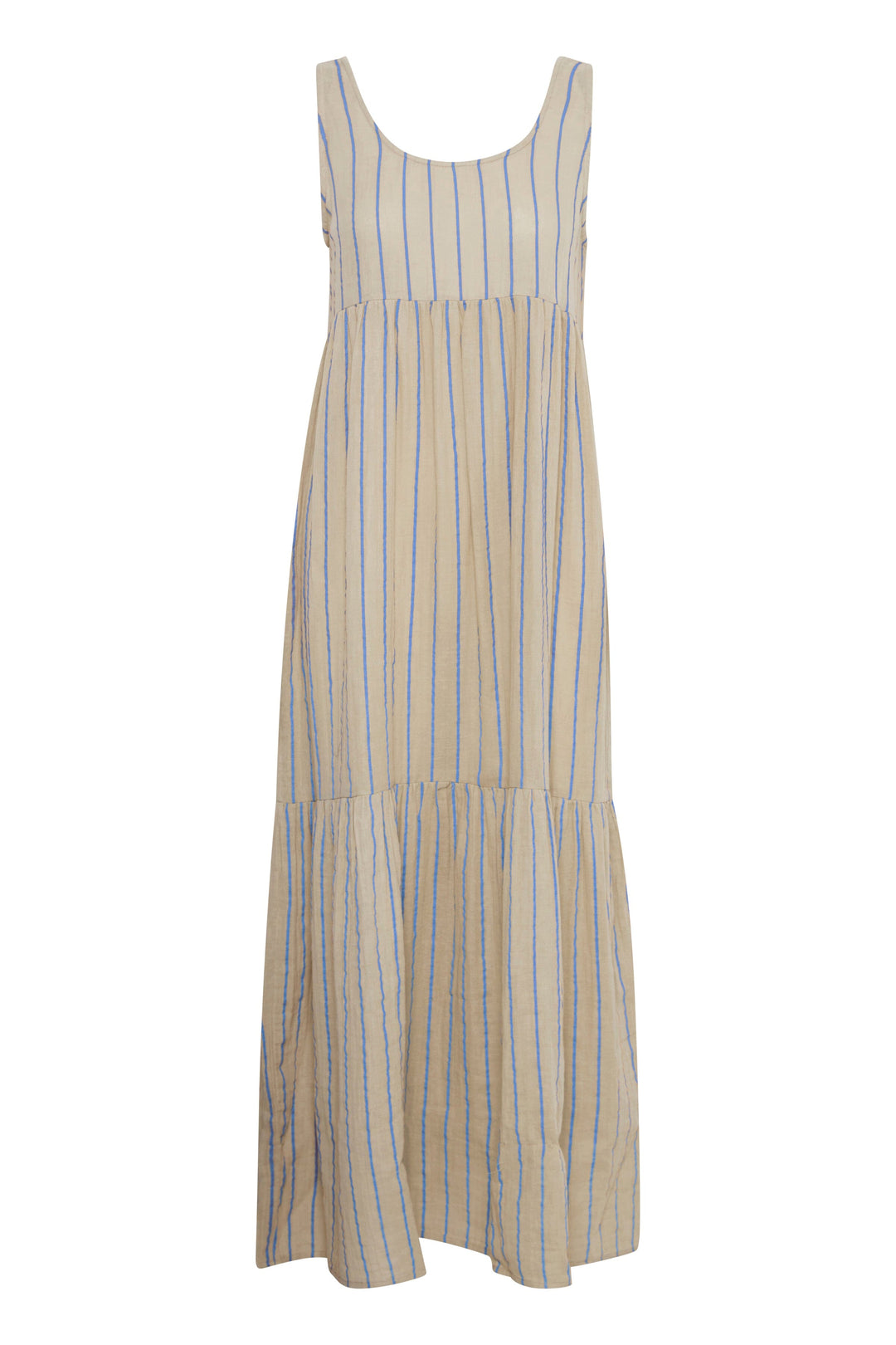 Ichi - Iafoxa Striped Maxi Dr - 203320 Doeskin/Della Blue Stripe Kjoler 