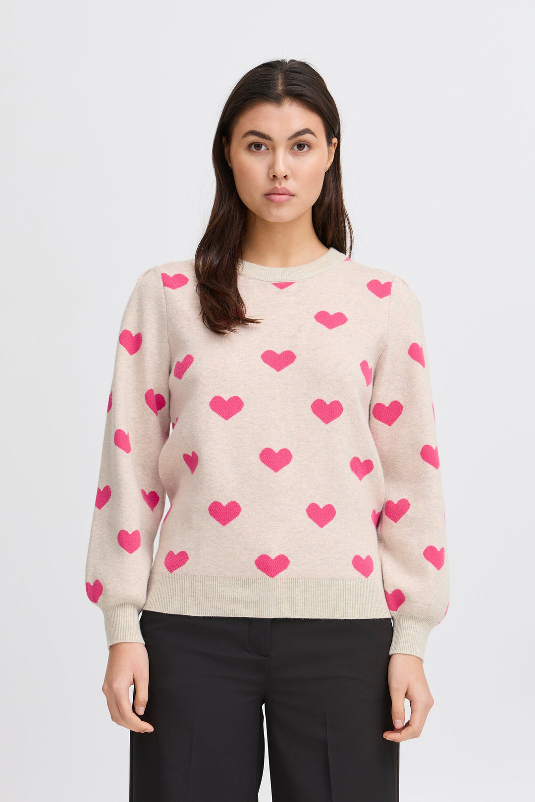 Ichi - Ihbrielle Ls2 - 204825 Oatmeal W. Pink Yarrow Sweatshirts 