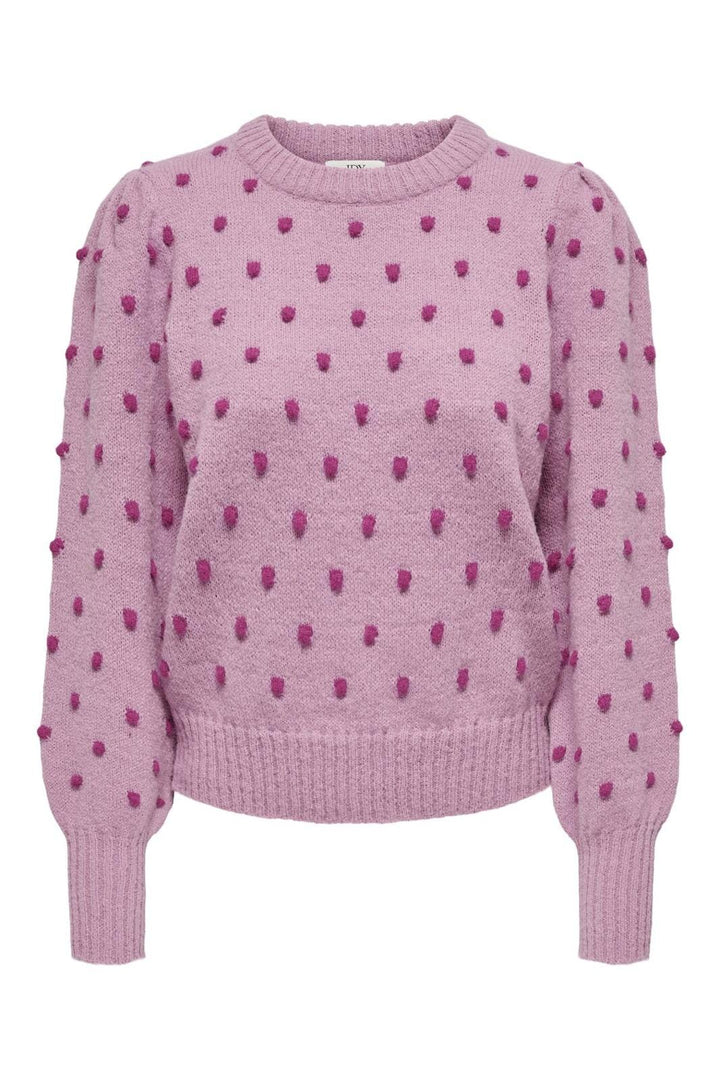 JDY - Jdysigrid Life L/S On Puff Pull Knt - 4622904 Lilas W. Cactus Flower Dots