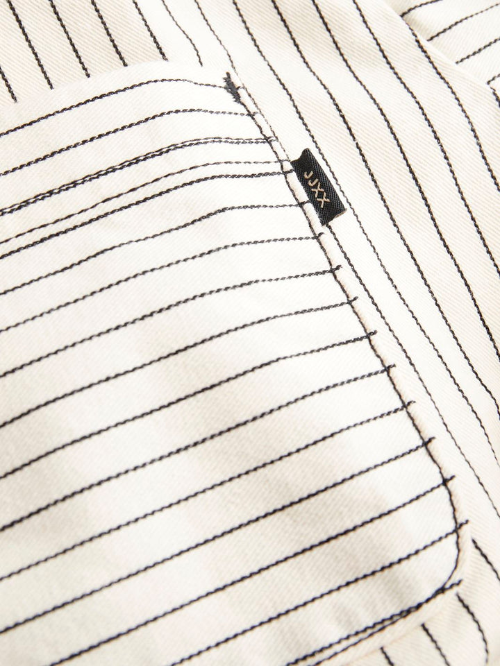 Jjxx - Jxmaddy Rlx Overshirt - 4646529 Blanc De Blanc Black Pinstripe